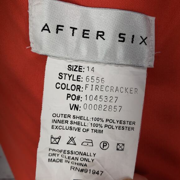 After Six Orange Strapless Tube Top Chiffon Formal Evening Dress Size 14 - Picture 7 of 11